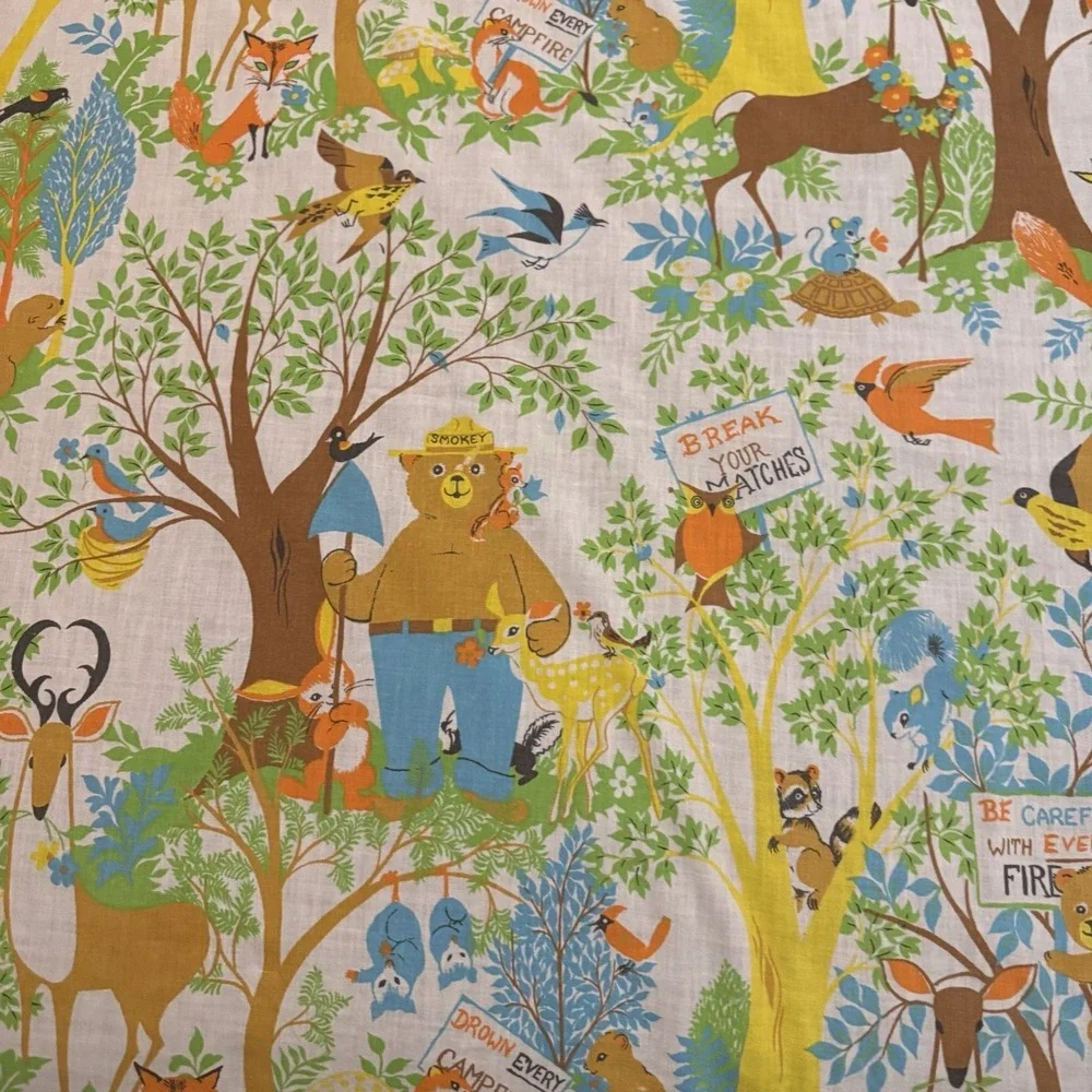 Vintage Fieldcrest Ideal Smokey the Bear Twin Flat Sheet Pillowcase Pillow Case